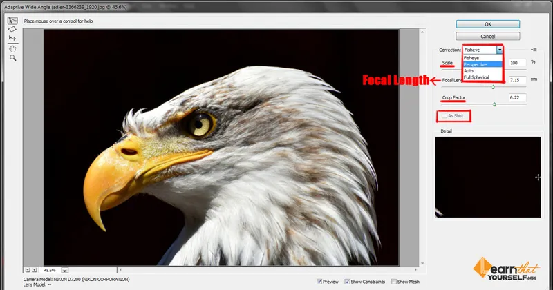 Filter menu in Photoshop 3 adaptive wide angle dialog box in photoshop