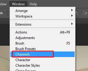 Window menu in Photoshop 6 channels panel under window menu in photoshop