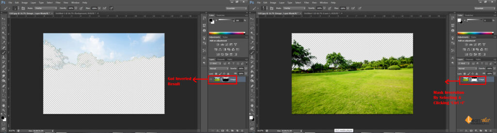screenshot of mask being inverted in photoshop