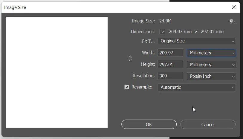 How to create New Document in Photoshop 8 image size dialog box in photoshop