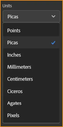 Create a Document in InDesign 22 all units of measurement available under units option in new document dialog box in InDesign