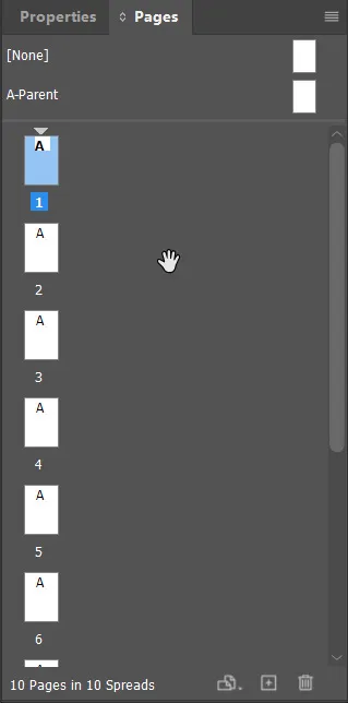 Create a Document in InDesign 28 pages panel showing pages layout if facing pages checkbox is not selected in InDesign