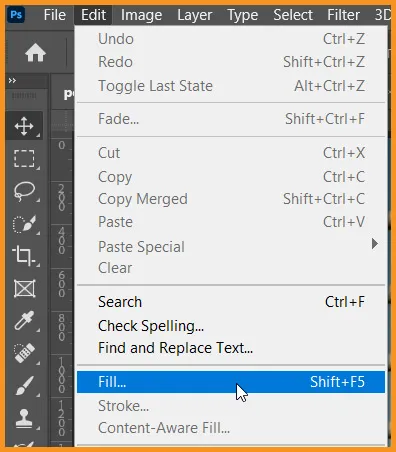 Fill in Photoshop 1 Fill command under Edit menu in Photoshop