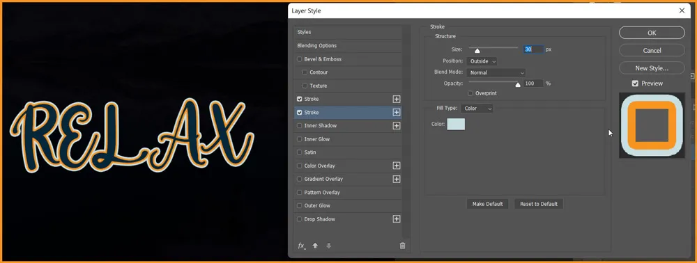 Stroke in Photoshop 13 2 Strokes applied in Layer Styles Stroke dialog box in Photoshop