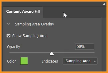 Content Aware Fill in Photoshop 6 Sampling Area Overlay in Content-Aware Fill Panel