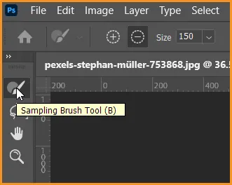 Content Aware Fill in Photoshop 2 Sampling Brush Tool in Content-Aware Fill Workspace