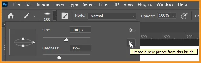 Define Brush Preset in Photoshop 15 Create a new preset from this brush in brush preset picker in photoshop