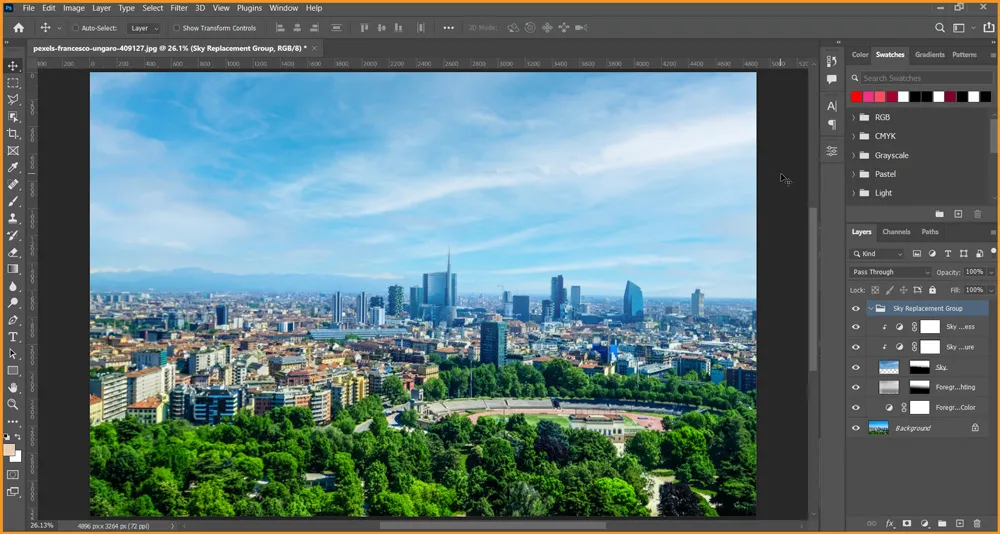 Sky Replacement in Photoshop 10 Sky Replacement applied in photoshop