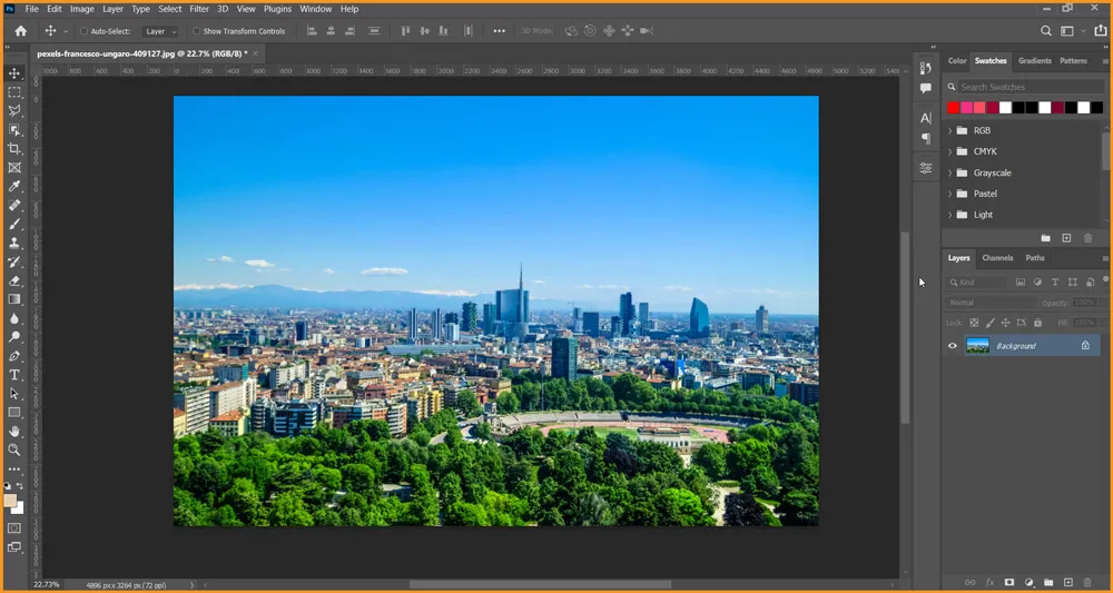 Sky Replacement in Photoshop 1 Image opened in Photoshop