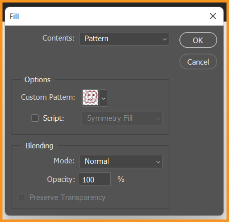 Fill dialog box in photoshop