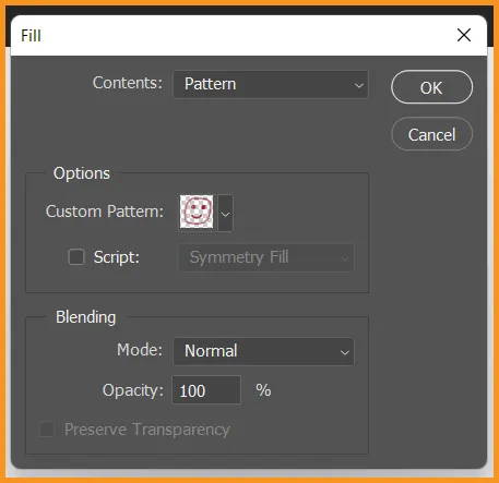 Define Pattern in Photoshop 11 Fill dialog box in photoshop