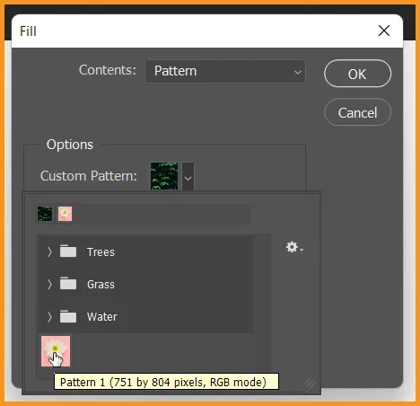 Define Pattern in Photoshop 6 Fill command dialog box in photoshop