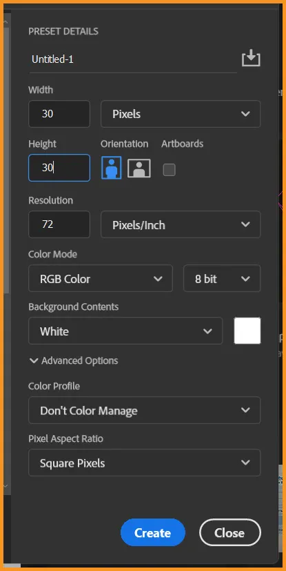 Define Pattern in Photoshop 8 new document dialog box in photoshop