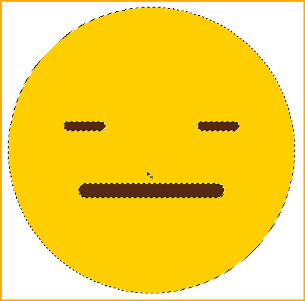 Selection of the yellow part of emoticon created using Magic Wand Tool in photoshop