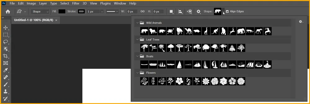 Define Custom Shape in Photoshop 2 Custom Shape Library in Photoshop