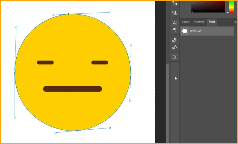 Define Custom Shape in Photoshop 5 Circular Path around the emoticon shape created using Pen tool in photoshop