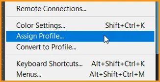 Assign Profile in Photoshop 1 Assign color profile in photoshop