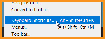 Keyboard Shortcuts command in photoshop