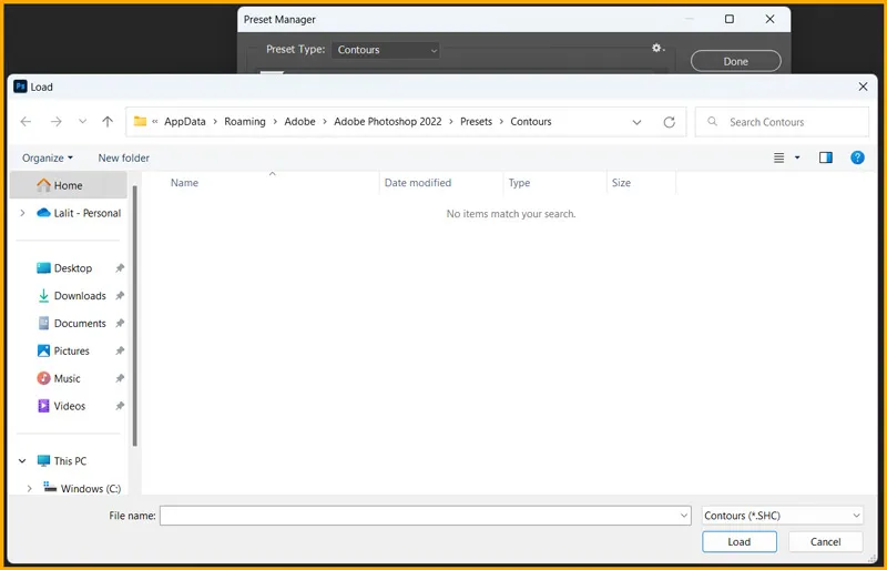 Presets in Photoshop 11 Load preset dialog box