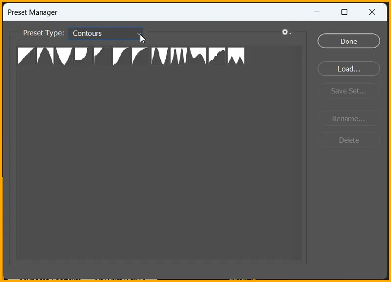 Presets in Photoshop 4 Preset Manager dialog box