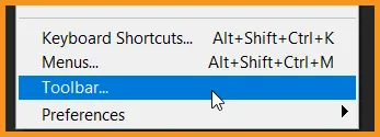 Toolbar in Photoshop 1 Toolbar command under edit menu in photoshop