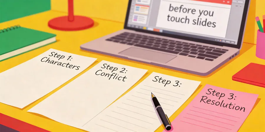 Presentation Design for Students: How to Make Slides Teachers Love 2 Step 1: Build the story spine before you touch slides